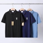 Burberru 巴宝莉Tb春夏新品 相色条纹桑蚕丝polo衫 情侣款夏季简约透气T恤 间色镶边翻领短袖polo衫 经典小Logo撞色领口翻领polo衫~ 男士