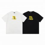 款D09 巴黎世家140 巴黎世家 Blaenciaga刺绣Logo大B植绒高品质短袖T恤 男女同款 采用原版280G100%纯棉面料 柔软舒适 螺纹同缸定染零