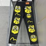 oc-557 Evisu摩凌福神牛仔长裤Evisu 福神牛仔裤 情侣款特供中山原厂原浆牛仔，面料环保，做旧拼接元素，和带有欧美风格的腰果花组合，与M的完美结合、