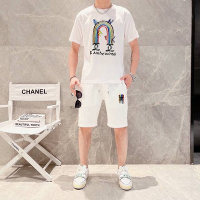 直 品牌 Chanel香奈儿 2025新款男士短袖短裤套装！官网同步销售！市面高端版本！手感细腻柔软！让你穿着更加舒适！立体裁剪版型超赞！尺码:M-5Xl 下单