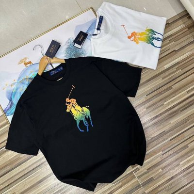 上新 Ralph Lauren拉夫劳伦保罗胸口渐变色人马短袖T恤男士T恤2025夏季新款短袖双纱高货半袖打底衫体恤男装胸口大Logo短袖T恤！逼格满满！柜子版本