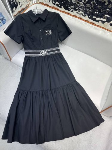 dio* 25Ss新款衬衫连衣裙 字母织带拼接设计 字母绣花装饰 经典款 两色三码 Sml