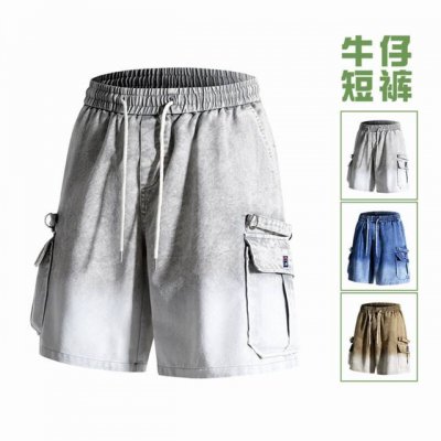 上新 Fila斐乐 夏款渐变水洗工装潮流牛仔短裤 采用水洗面料，立体裁剪，前后大工装口装，上身潮流有型，重工制作，手感柔软，不掉色。两侧大口袋设计，上身版型非常