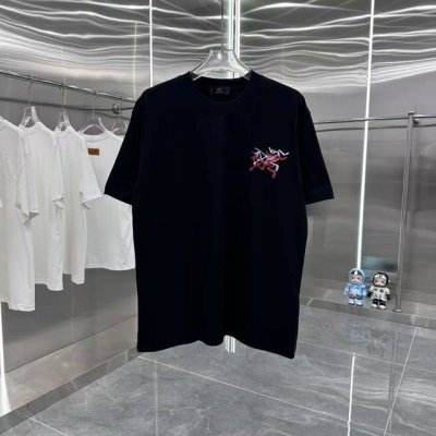 始祖鸟 2025春夏新款260克 短袖T恤 个性印花 男女同款宽松版 S M L Xl Xxl 五个码 黑色 酒红色