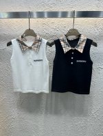 burberry 巴宝莉Bbr字母刺绣格纹翻领针织背心 款号 25670105778 颜色 白色 黑色 尺码 均码 80-125斤