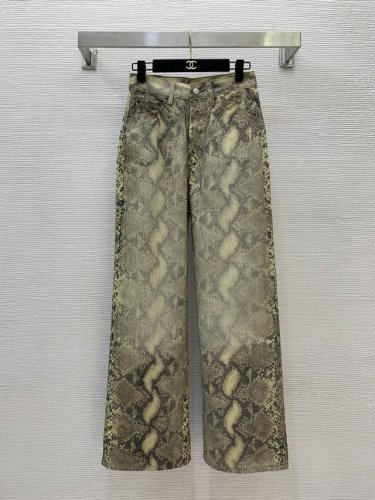 款号D25051342 Acnestud*Ios新款高端定制水洗牛仔棉蛇皮纹个性印花中高腰宽松阔腿牛仔裤长裤！26.27.28.29 27码：高腰围68，臀围9