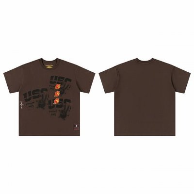 t8827 顶级品质 Travis Scott X Mitchell X Ness Usc Trojans Seal短袖 做工精美 走线流畅 原版刺绣工艺 原版