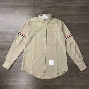 Thom Browne 汤姆布朗 Tb 经典袖标织带卡其色牛津纺情侣休闲长袖衬衫-顶级原单版本 Color：卡其色 Size：1 2 3 4 Number：25