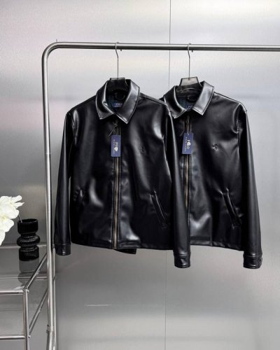 实拍细节图 Polo Ralph Lauren 拉夫劳伦 拉链纯色翻领长袖皮衣单夹克 简约品质款式，面料是仿真荔枝纹皮，版型原版定制的，立体剪裁不会太宽松！！定