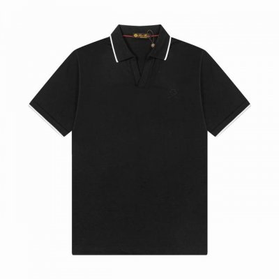 高版本 L p 新款polo.100支天丝丝光 罗马丝光棉领和袖口小绣花polo衫 官网同款 1:1 颜色：宝蓝 黑色 尺寸：M-3Xl