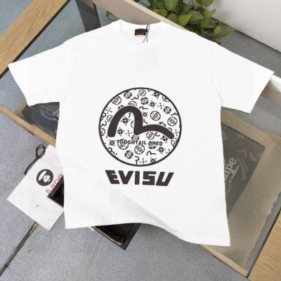 款号：F618 2025新款Evisu福神家花小海鸥图案字母印花休闲情侣圆领短袖T恤，经典永远不会过时、人手必备款，230G纯棉精梳棉不起球不起毛，上手质感绝对