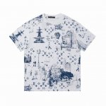 上新 高版本 Louis Vuitton 路易威登 公园建筑水墨印花短袖 采用原板独家定制270克32支双莎纯棉面料 质感非常柔软舒服 100%区别市场的顶级面