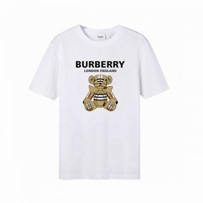 Burberry 巴宝莉 格子小熊印花短袖 高版本 潮流高街情侣T恤 高克重纯棉面料 亲肤顺滑有厚实感 细节到位 领标手工缝制 费时费力 颜色 白色 sixe