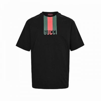 Gucci 古驰 25Ss 红绿条纹字母印花短袖 Gucci古驰#2025早春系列，经典印花，官方原版,定制32支双纱纯棉面料，克重260G，手感松软细腻又比一