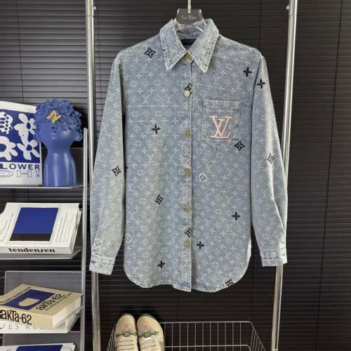 当天到货 现货现配 Louis Vuitton 路易威登25Ss 满印提花口袋刺绣牛仔衬衫外套 定织定染提花面料，重工水洗，上身柔软舒适，大厂做工 走袋工整，标