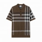 z203# Burberry 巴宝莉 圆领polo针织经典工艺毛衣短袖T恤 男女同款 颜色：咖啡 灰色 码数：Xs S M L
