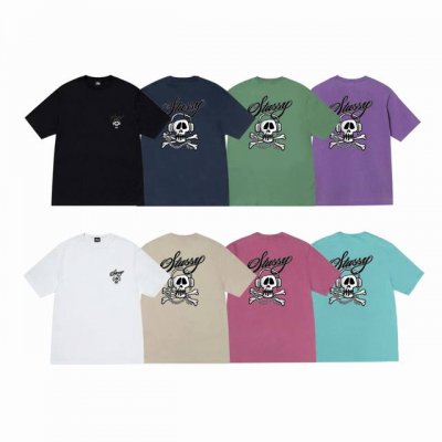 上新款号：S167 Stussy斯图西 Stussy 耳机骷髅图案舒适圆领短袖T恤 男女同款 原版打造 细节高控 -面料精选220G纯棉面料 手感柔软舒适 吸汗