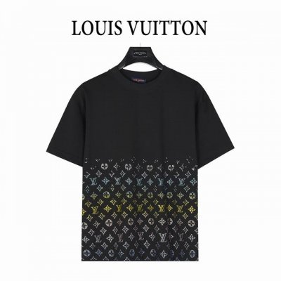 louis Vuitton 路易威登 25Ss 老花彩钻渐变短袖T恤 原版16, 购入开发 采用高质纯棉14S细针德国横机织造 裁片织成后环保固色定染 下摆字母