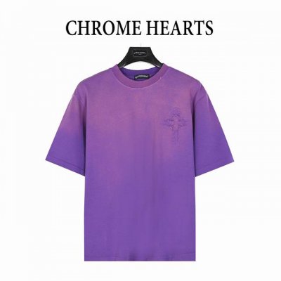 chromehearts 克罗心 25Ss 十字架贴布刺绣水洗破洞短袖T恤 秀场私人订制系列 整衣做旧激光烧花定制300克双纱面料 美式酸洗做旧原身布激光烧花加
