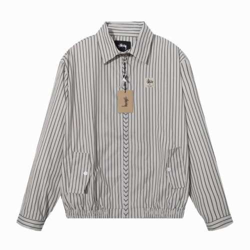 顶级版本 Stussy斯图西 25Aw日系工装复古Vintage竖条纹情侣拉链翻领复古宽松教练衬衫夹克外套 百搭四季款男女同款 好货不怕晚 注意我家采用原版定制