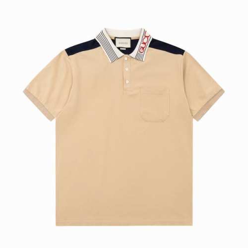 110 Gucci/古驰 25Ss新款 领提花Logo 拼色Polo 230克重全棉珠地 颜色：宝兰 杏色 码数：S M L Xl Xxl