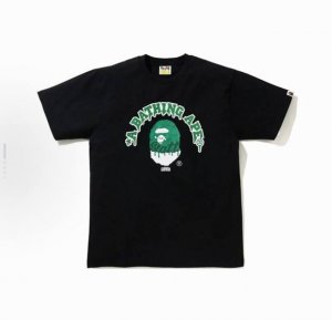 001033款Bape × Gunna 联名款 猿人头系列 Logo印花短袖T恤 男女同款 码数Smlxlxxl 黑色白色