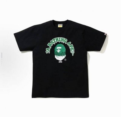 001033款Bape × Gunna 联名款 猿人头系列 Logo印花短袖T恤 男女同款 码数Smlxlxxl 黑色白色