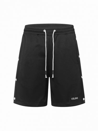 Celine 赛琳双排扣设计 简约 Logo标识刺绣五分裤 高品质纯棉 面料、特别手感、超级质感 舒适柔软透气 休闲宽松版型 潮流男女同款 短裤 颜色：黑色 码