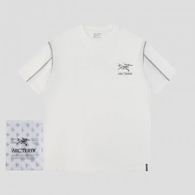 始祖鸟 Ayc Teryx 款号F777-1 Fw短袖T恤 小鸟字母Logo明线拼接印花 高端32S双纱280克面料 重磅面料 定制拉架罗纹同缸同染 三标齐全