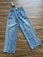 上新230 Ad Originals Aw24 经典运动系列 条纹舒适亲肤阔腿牛仔裤 男女同款 宋雨琦 ｜ 王安宇 ｜Jennie 上身同款 小红书、微博、得物