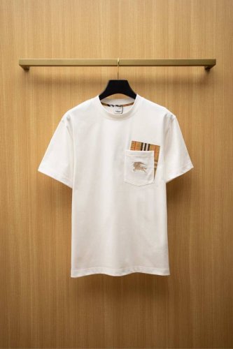 2025Bbr最新款T恤 口袋贴布设计战马刺绣Logo 顶级纯棉面料 正常版型 白色 尺码：S~Xxl