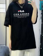 Fila斐乐1911圆领短袖半袖T恤 面料采用260克纯棉双纱食毛面料 双线二本针压线 久洗不变形 原版定制三标 高端进口印花 随意水洗 情侣可穿 男女同款 黑