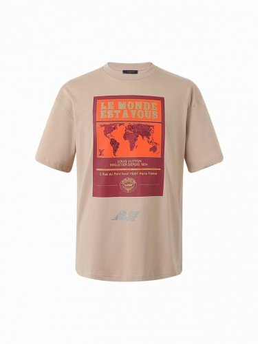 Louis Vuitton25Ss地图水钻印花短袖 正品10939购入定染32支精疏棉双纱面料260克 1*1索罗纳罗纹.高温烫钻.胶桨印花.布匹洗水 尺码Xs