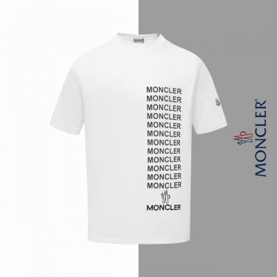 款号#Z117 蒙口排列字母印花刺绣小标圆领短袖 Monler官网一致款式 面料：32支双纱280克纯棉面料 同缸同色织染螺纹 颜色一致 工艺：进口机器饱满刺绣