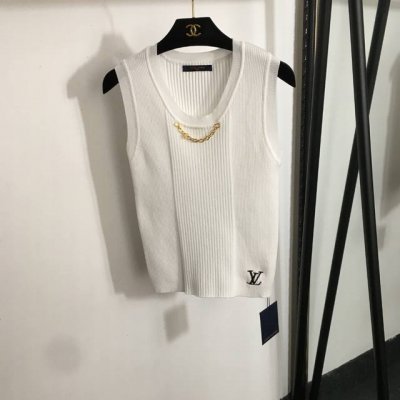 款号20252122 Lv*新款 Logo刺绣链条装饰针织背心，白色，黄色，黑色， 均码；胸围70，长54