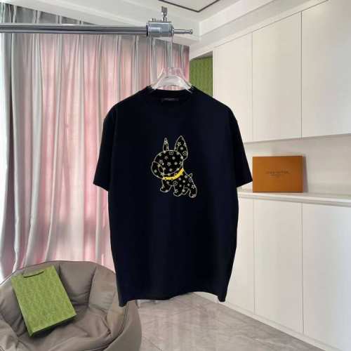 LV*路易威登2025夏季新款 个性字母Logo印花 定制面料300G 短袖T恤 男女同款 尺码 S M L Xl Xxl 五个码 颜色 黑色 白色 湖绿色 紫