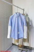 L581 Tb汤姆布朗 牛津纺撞色袖子拼接长袖衬衫 Tb袖子拼接撞色衬衫 意大利制造产地小标 面料采用定制牛津纺面料 100%纯棉 红白蓝织带定制工艺制作 进口