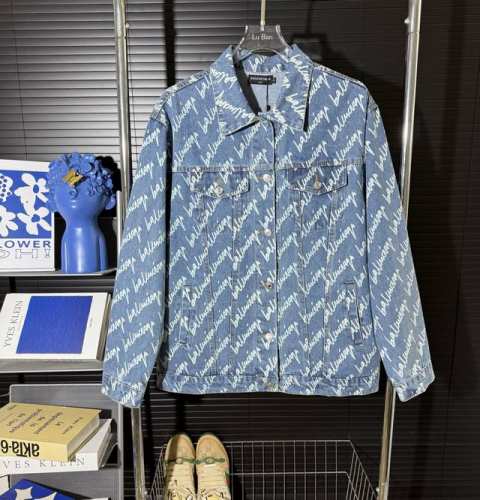 160 #072 当天到货 现货现配 Balenciaga 巴黎世家25Ss经典款满印Logo重工水洗牛仔夹克外套 高版本 重度洗水 区别市场通货 采用成衣对位