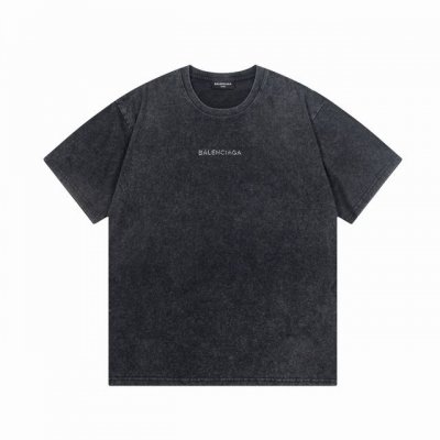 Balenciaga 巴黎世家 2025新款雷瑟胶印字母Logo 男女同款 短袖T恤 .水洗做旧工艺 柔软 定制270克100 双纱纯棉面料 定染32支双股螺纹