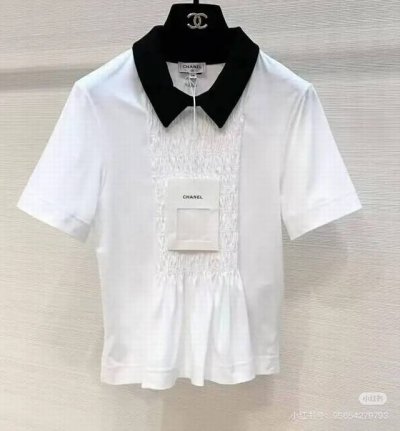 25 新品 特种绣重工打揽撞色娃娃领短袖T恤 sml