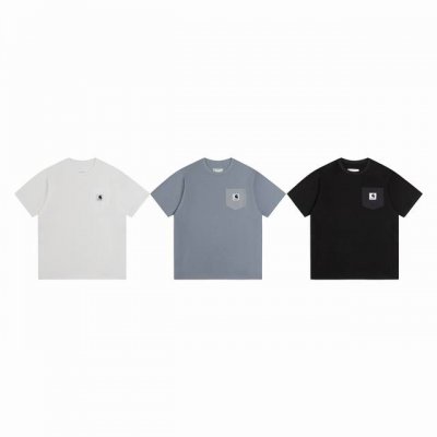 款M354 Sacai短袖 Sacai 联名款拼接T恤侧开叉上衣男女同款短袖潮 卡哈特联名 早春新款侧边纽扣开衩短袖，联名短袖太香了，明星陈冠希同款 德云社杨九