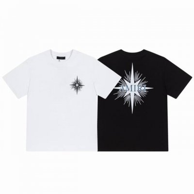 8042# ,Amiri手工印花Logo宽松版短袖T桖，采用300克重面料，颜色：黑色，白色，尺码：S M L Xl
