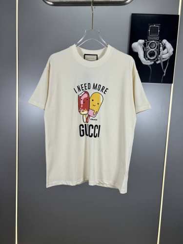 高端原版规格版本 古驰 Gucci重工彩色Logo短袖T恤男女时尚同款 2025Ss新款纯棉双纱 定制面料采用威化布织法，超高端针织工艺，版型紧致立体，顺滑，上