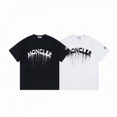 款号：M1004 Moncler 蒙口 官网同款印花图案 2025新款 喷墨字母Logo 定制袖章 男女同款 短袖T恤 - 26G双纱纯棉顶级面料 手感柔软 百