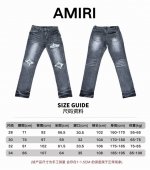 尺码 #A057 Amiri新款牛仔裤水洗破洞漏皮牛仔长裤男女同款 颜色：蓝色腰果花 码数：S-Xl 28-34