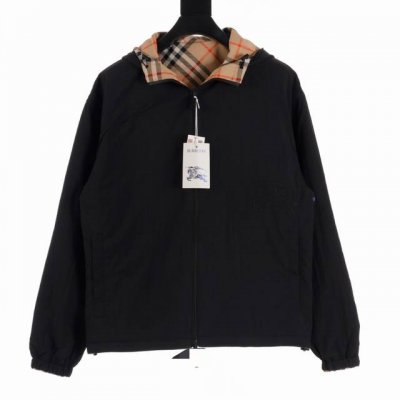 Burberry巴宝利Bbr 菱格纹战马双面连帽夹克外套 反面参考