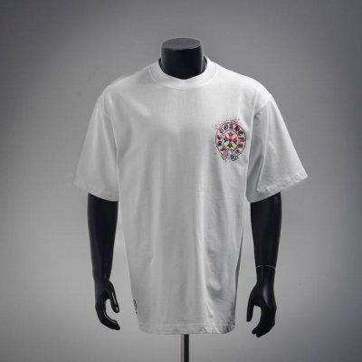 chrome Hearts 克罗心Ch 喷绘印花短袖T恤 面料采用 克重精梳棉 定制32支1*1螺纹 成衣两遍水洗处理 面料舒适亲肤无异感 定制定染面料 纺织密