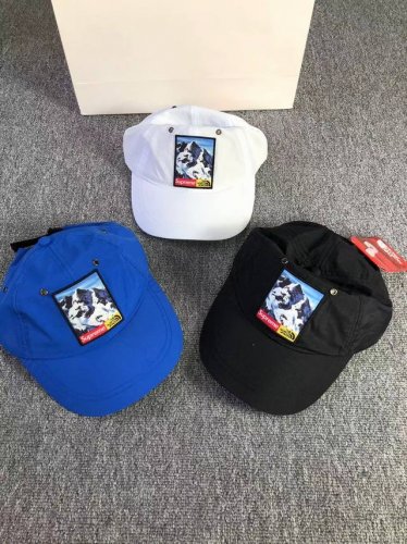上新 正品 Supreme X Tnf Mountain17Aw 雪山 北面联名 海外版 鸭舌帽男六片帽 三色齐发 颜色 蓝色 白色 黑色 吊牌全！