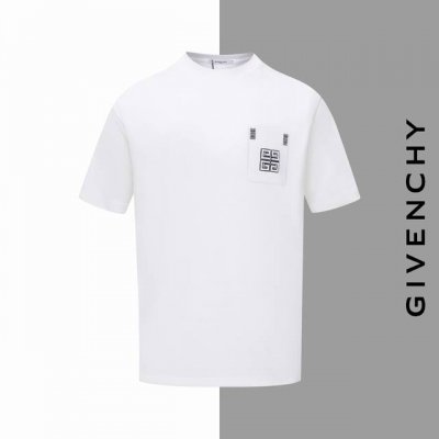 款号#Z107 纪梵希刺绣口袋背后字母圆领短袖 givenchy 官网一致款式 面料 32支双纱280克纯棉面料 同缸同色织染螺纹 颜色一致 工艺 进口机器前后
