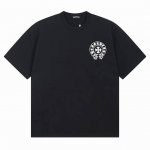 款号Ys44 Hrome Hearts克罗心新款经典印花Logo休闲圆领短袖T恤 面料采用250克纯棉双纱面料 柔软亲肤、透气性强，黑白色S-Xl
